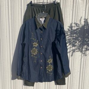 Susan Graver Blue and Gray Denim Shirt